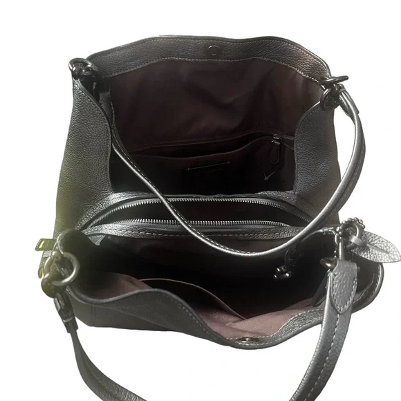 Coach Gun metal leather purse gray - Picture 3 of 3